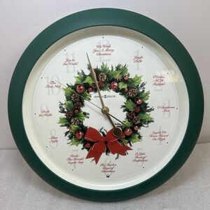 Vtg Howard Miller 13" Carols of Xmas Musical Wall Clock 12 Sounds Of The Season